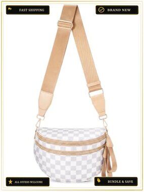 Checkered Crossbody Bag Women Spacious Fanny Pack Belt Bag Adjustable Strap